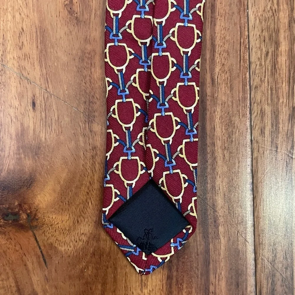 Brooks Basics Pure Silk Tie Red Geometric Print Woven Made in USA.
